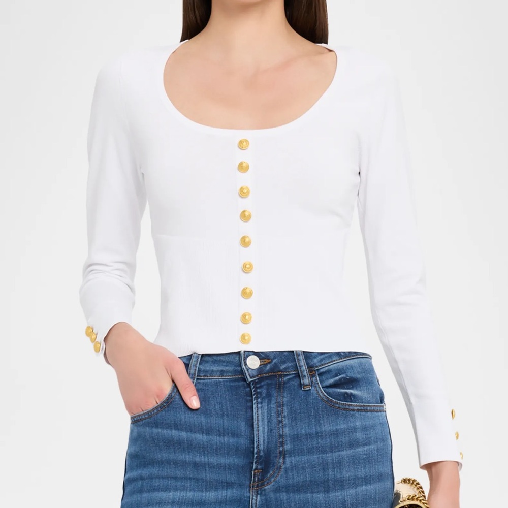 L'Agence Lanetta White Cardigan Top NWT